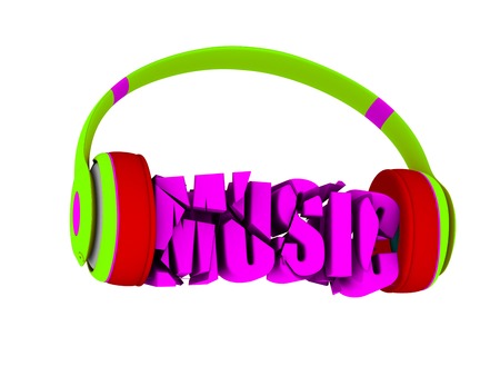 stylish headphones in bright colors, and the word music. for each color and the object retained its mask. edit in the funの写真素材