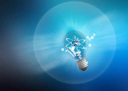 Explosion of ideas. Light bulb lamps on a colour background. Path included. Perfect for advertising...