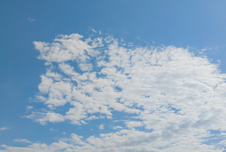 A beauty space background bright blue sky backdrop.の写真素材