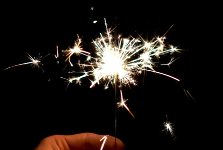 Beautiful new year spark entertainment fountainの写真素材