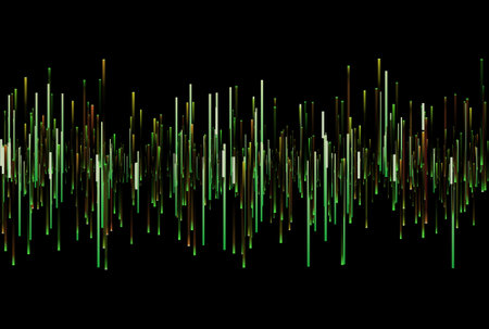 Frequency bars texture musical audio gradient rays style line art backgroundの写真素材