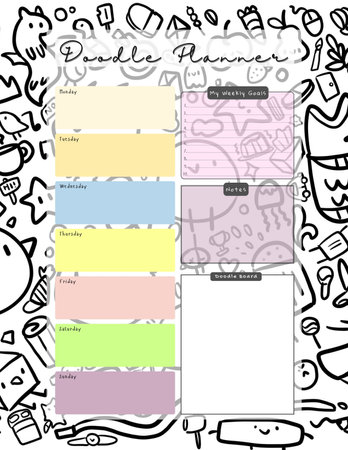 Doodle planner printable template digital blank pageの写真素材