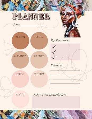 African planner printable template digital blank pageの写真素材