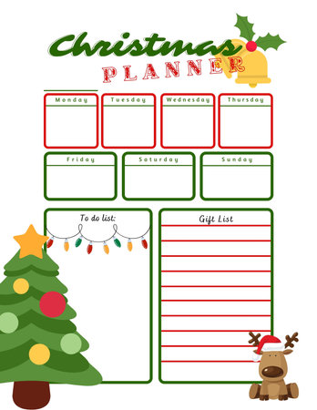 Christmas planner printable template digital blank pageの写真素材