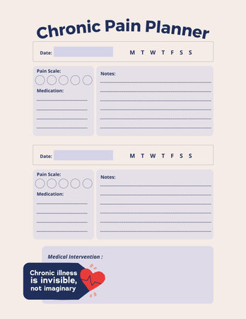 Chronic pain planner printable template digital blank pageの写真素材