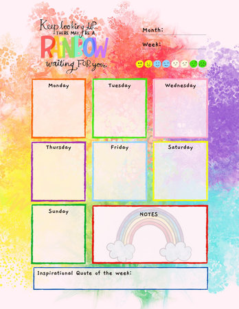 Rainbow planner printable template digital blank pageの写真素材