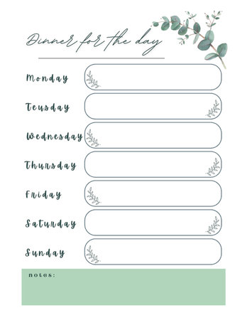 Dinner planner printable template digital blank pageの写真素材