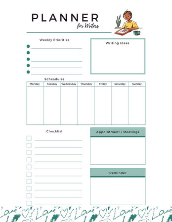 Writer planner printable template digital blank pageの写真素材