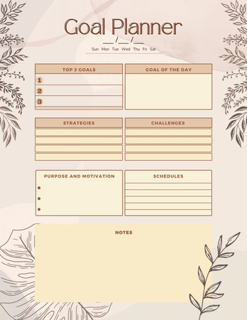 Goals planner printable template digital blank pageの写真素材