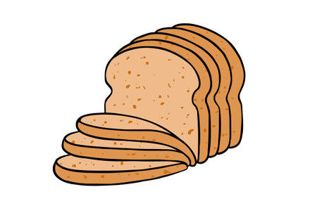 Sliced bread morning food toaster cartoon design element artの写真素材