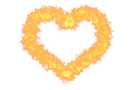 Fire heart orange love symbol flame artworkの写真素材