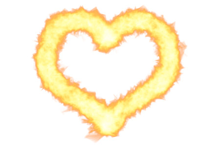Fire heart orange love symbol flame artworkの写真素材