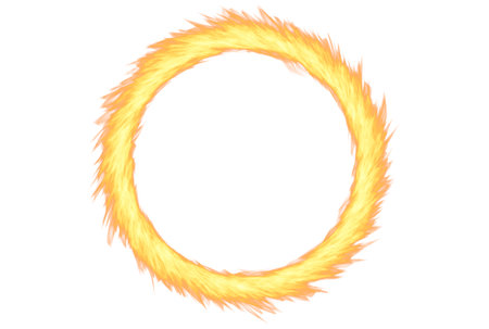 Burning circle flame rectangle fire shape flammable detonation artの写真素材