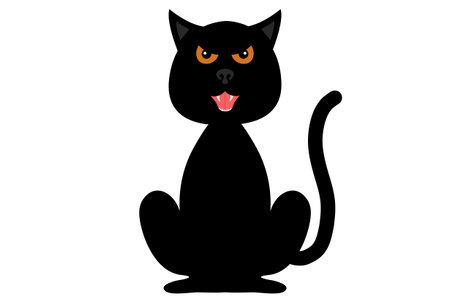 Beautiful cat animal fluffy kitty black cat Halloween illustration artの写真素材