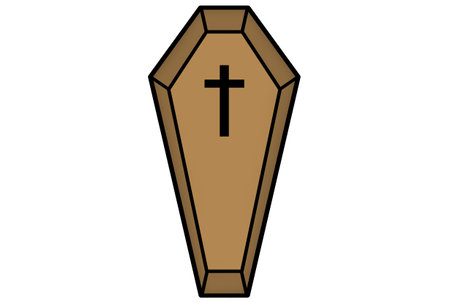 Coffin clip art mysterious Halloween wood tomb design elementの写真素材
