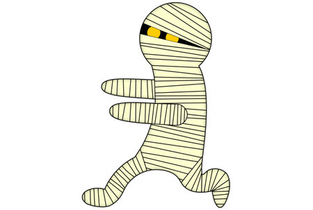 Mummified dead mummy spooky Halloween clip art bandage zombie character artworkの写真素材