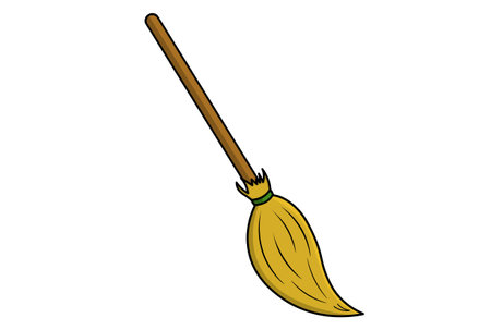 Broom clip art Halloween witch cleaner illustrationの写真素材