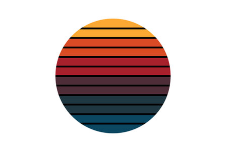 Tropical sunrise circle 80s vintage shapeの写真素材