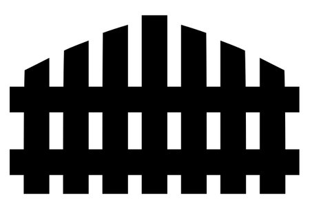 Black garden fence wooden door silhouette symbol balcony defense artの写真素材