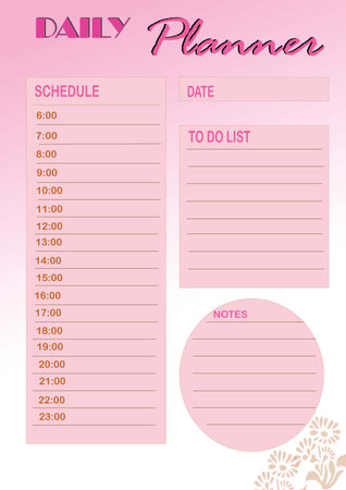 Pink daily planner digital planning insert sheet printable page templateの写真素材