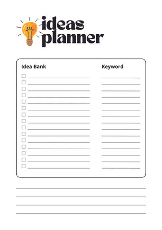 Idea planner digital planning insert sheet printable page templateの写真素材