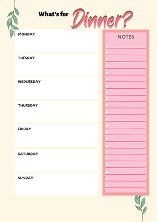 Dinner planner digital planning insert sheet printable page templateの写真素材