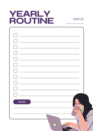 Yearly routine digital planning insert sheet printable page templateの写真素材