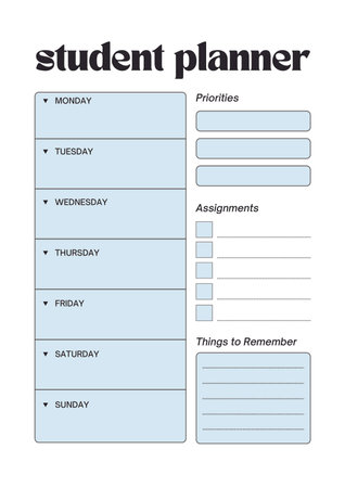 Student planner digital planning insert sheet printable page templateの写真素材