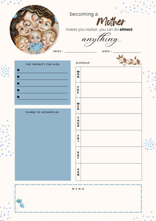 Planner for moms digital planning insert sheet printable page templateの写真素材