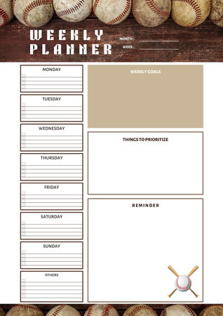 Baseball planner digital planning insert sheet printable page templateの写真素材