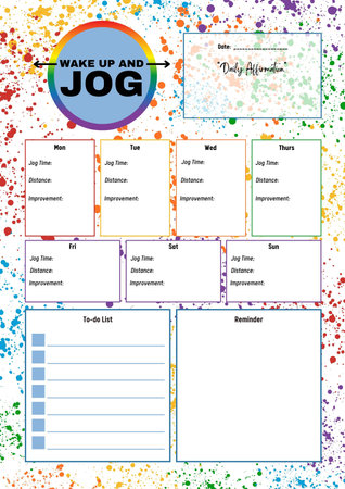 Jogging planner digital planning insert sheet printable page templateの写真素材