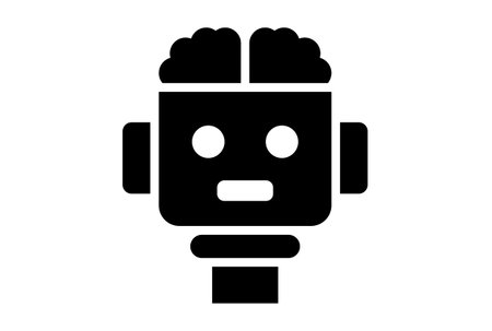 Robotic brain flat app icon minimalist web symbol black signの写真素材