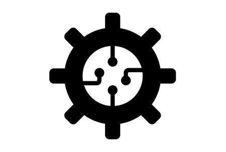 Digital gear flat app icon minimalist web symbol black signの写真素材