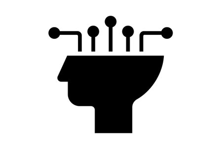 Artificial intelligence flat app icon minimalist web symbol black signの写真素材