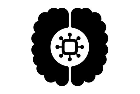 Processor brain flat app icon minimalist web symbol black signの写真素材