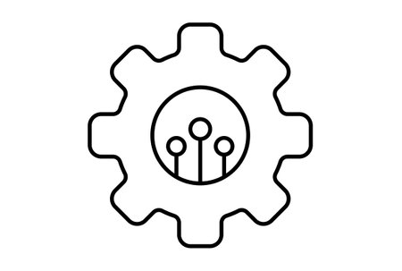 Setting gear line icon website symbol artificial intelligence black sign for app or webの写真素材