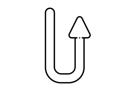 U turn arrow line icon black website symbol minimalist outline signの写真素材