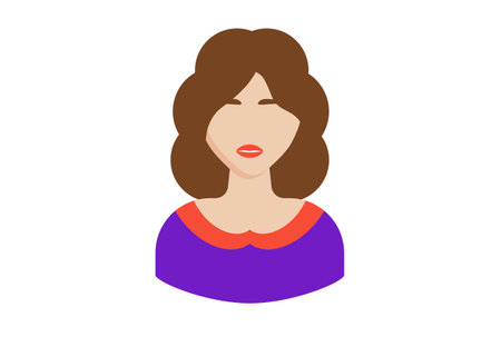 Curly brunette girl avatar icon character web symbol person app signの写真素材