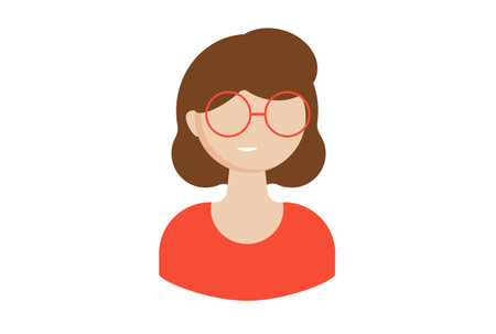 Girl with glasses avatar icon character web symbol person app signの写真素材