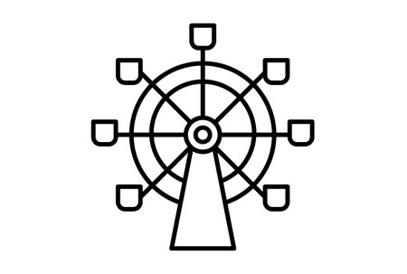 Ferris wheel outline carnival icon festival sign black party symbol artworkの写真素材