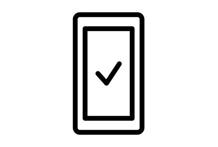 check cell phone line icon black tick web symbol minimalist app signの写真素材