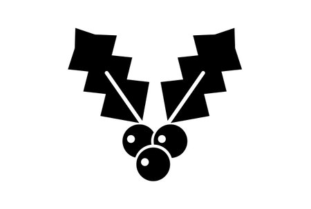Holly christmas icon black flat xmas symbol art minimalist sign artworkの写真素材