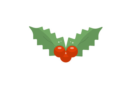 holly christmas illustration colored icon art xmas symbol app & web sign artworkの写真素材