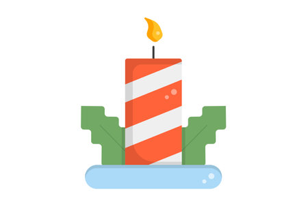 candle christmas illustration colored icon art xmas symbol app & web sign artworkの写真素材