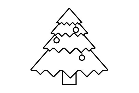 christmas tree xmas line icon minimalistic christmas symbol art black flat sign artworkの写真素材