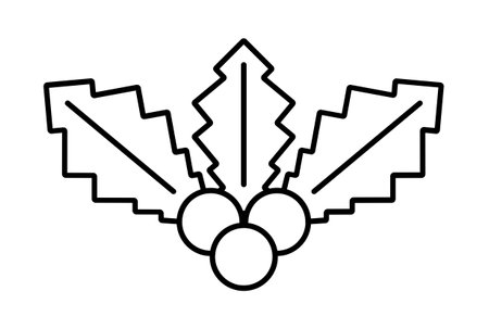 holly xmas line icon minimalistic symbol art black flat sign artworkの写真素材
