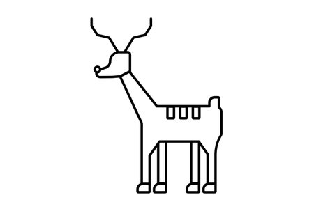 deer xmas line icon minimalistic christmas symbol art black flat sign artworkの写真素材
