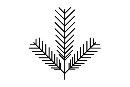 pine branch xmas line icon minimalistic christmas symbol art black flat sign artworkの写真素材