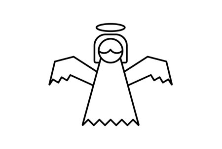 angel xmas line icon minimalistic christmas symbol art black flat sign artworkの写真素材