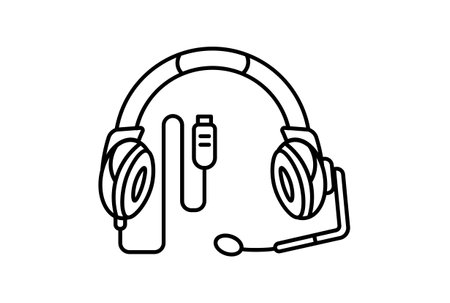 headphones flat icon minimalist technology symbol pc hardware sign artworkの写真素材